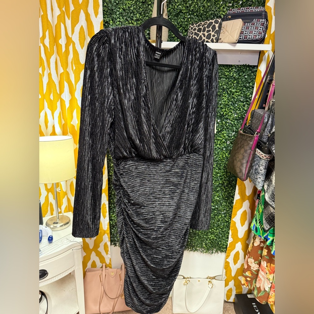 SHEIN Shimmering Black Long Sleeve Dress